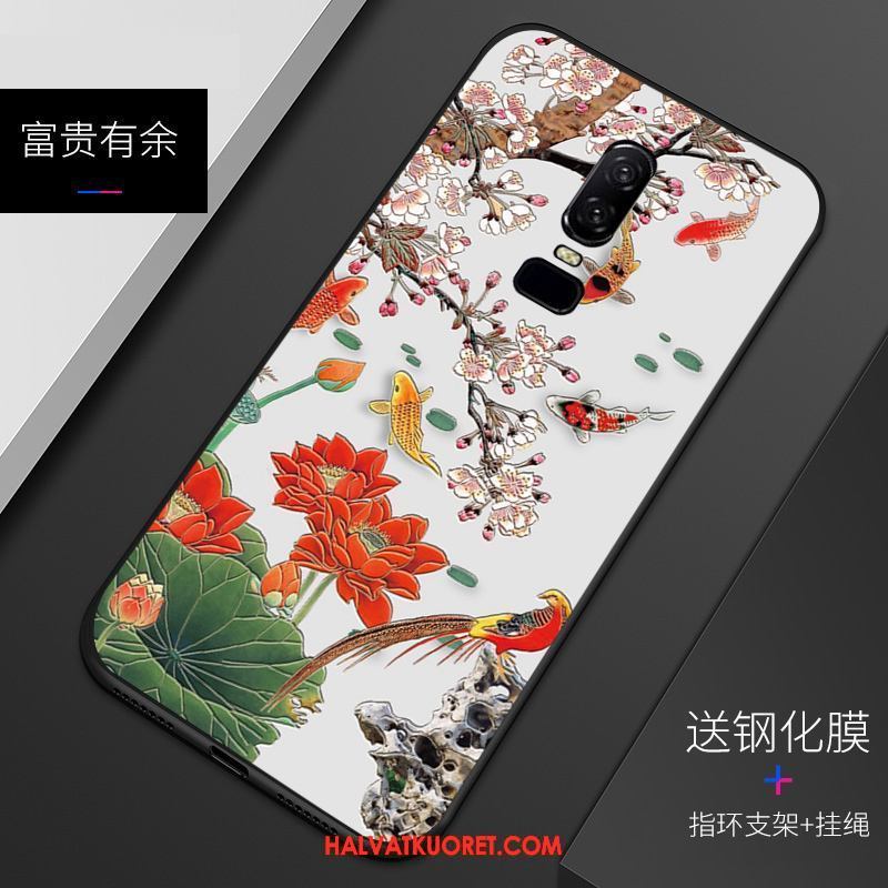 Oneplus 6 Kuoret Malli Kohokuviointi Pesty Suede, Oneplus 6 Kuori Kotelo