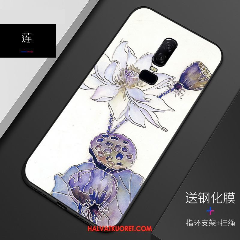 Oneplus 6 Kuoret Malli Kohokuviointi Pesty Suede, Oneplus 6 Kuori Kotelo