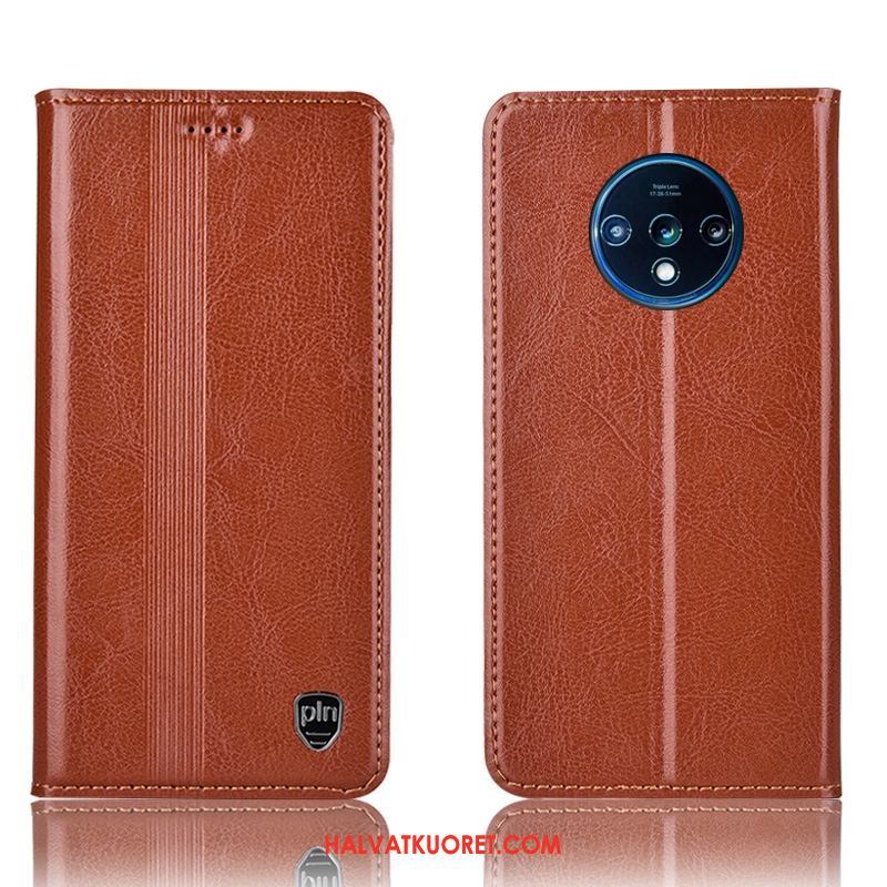 Oneplus 7t Kuoret Kotelo Murtumaton All Inclusive, Oneplus 7t Kuori Nahkakotelo Puhelimen Braun