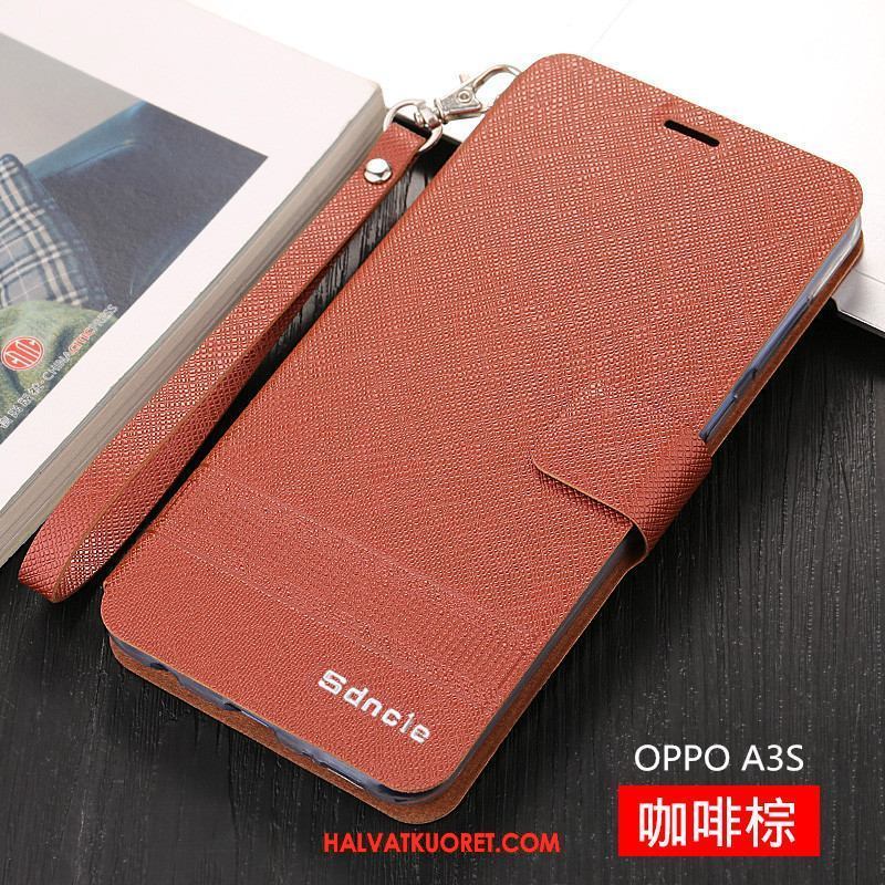 Oppo A3s Kuoret Kotelo Murtumaton, Oppo A3s Kuori Nahkakotelo All Inclusive Braun