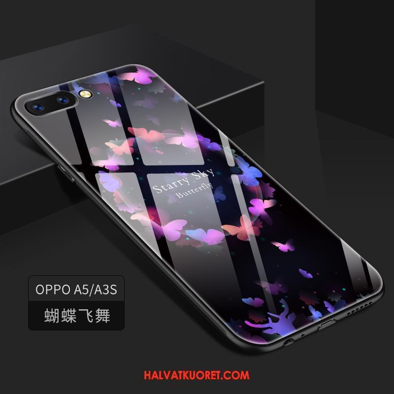 Oppo A3s Kuoret Maalaus Silikoni Lasi, Oppo A3s Kuori Suojaus Karkaisu