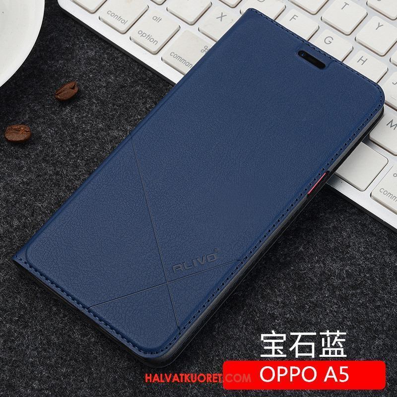 Oppo A5 Kuoret Suojaus Luova Nahkakotelo, Oppo A5 Kuori Musta Puhelimen