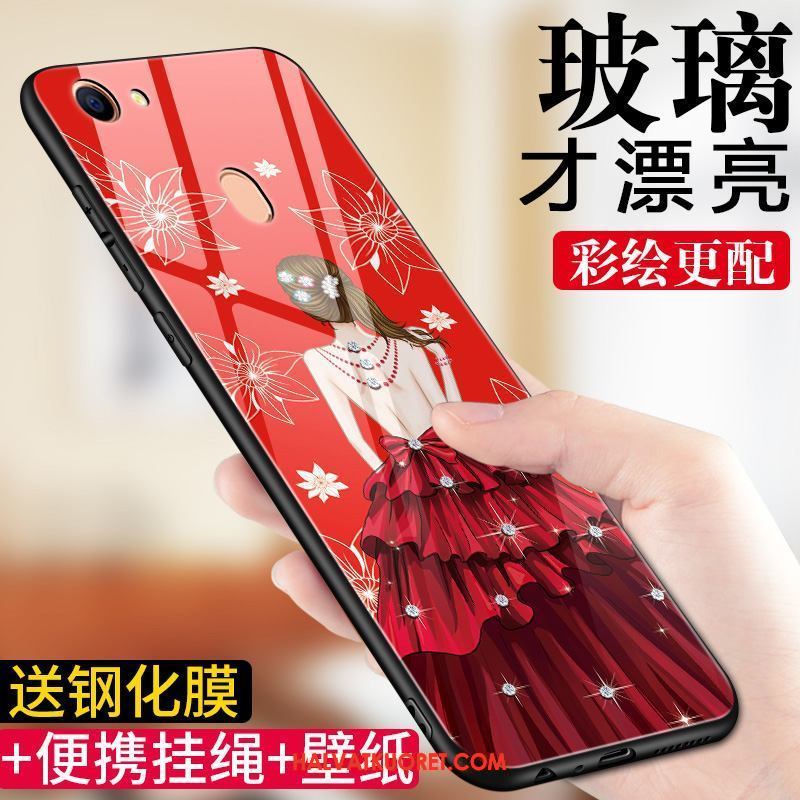 Oppo A73 Kuoret Luova Pesty Suede Net Red, Oppo A73 Kuori Lasi Suojaus