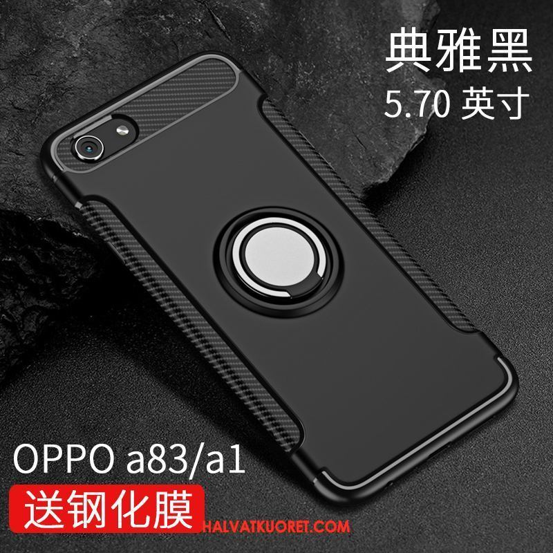 Oppo A83 Kuoret Musta Silikoni Kotelo, Oppo A83 Kuori Kova Pesty Suede