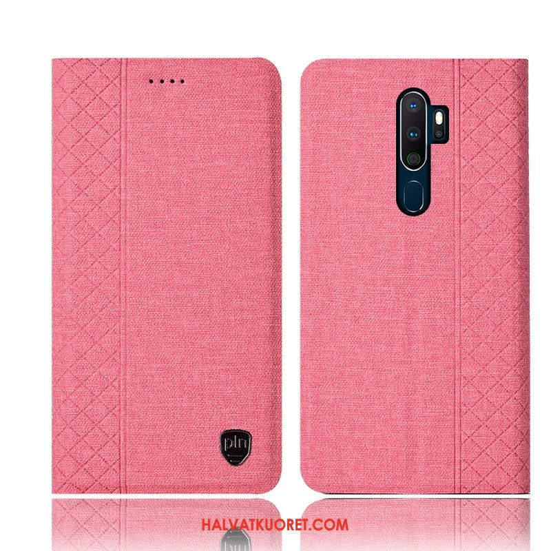 Oppo A9 2020 Kuoret Ruudukko Pellava Nahkakotelo, Oppo A9 2020 Kuori All Inclusive