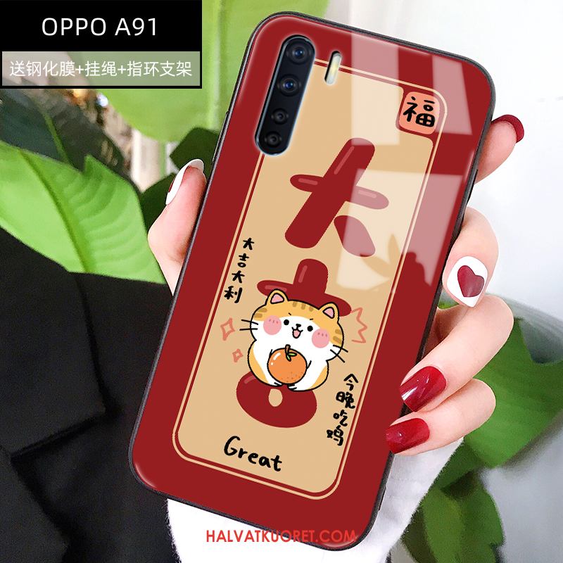 Oppo A91 Kuoret Persoonallisuus All Inclusive Suojaus, Oppo A91 Kuori Punainen Murtumaton