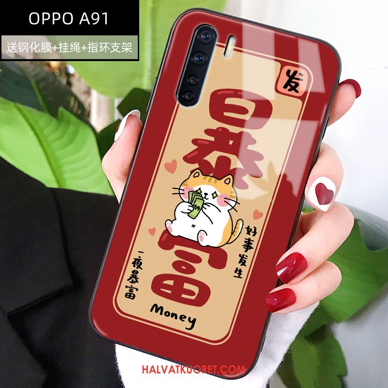 Oppo A91 Kuoret Persoonallisuus All Inclusive Suojaus, Oppo A91 Kuori Punainen Murtumaton