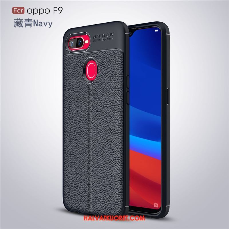 Oppo F9 Kuoret Nahka Kukkakuvio Musta, Oppo F9 Kuori Yksinkertainen Luova