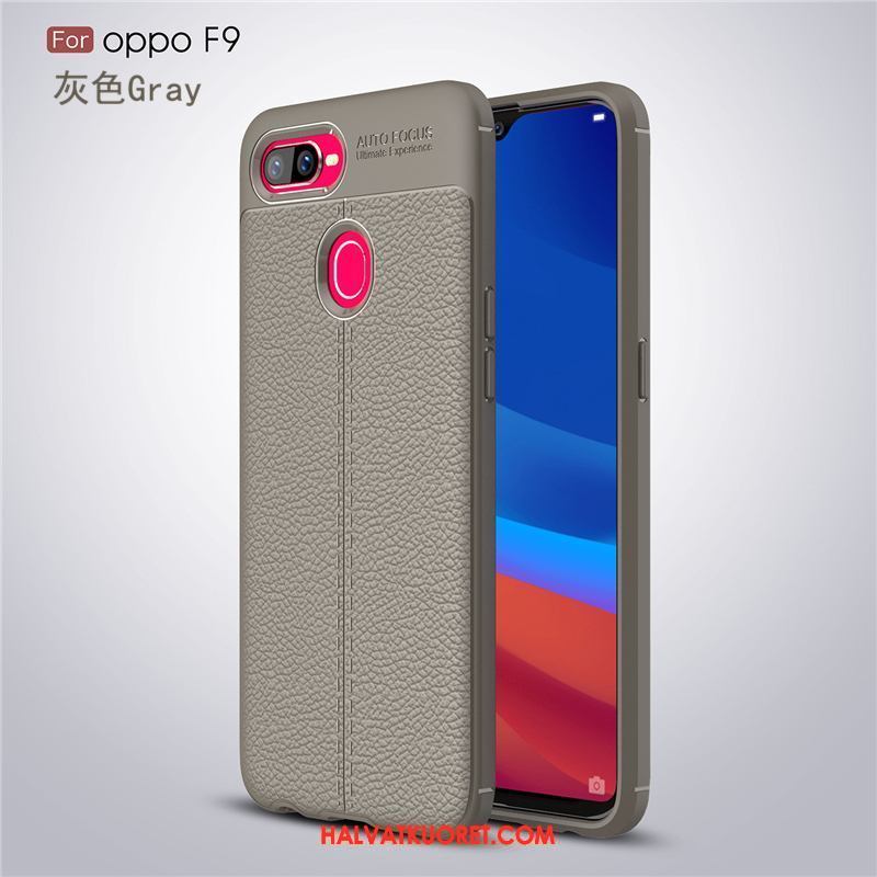 Oppo F9 Kuoret Nahka Kukkakuvio Musta, Oppo F9 Kuori Yksinkertainen Luova