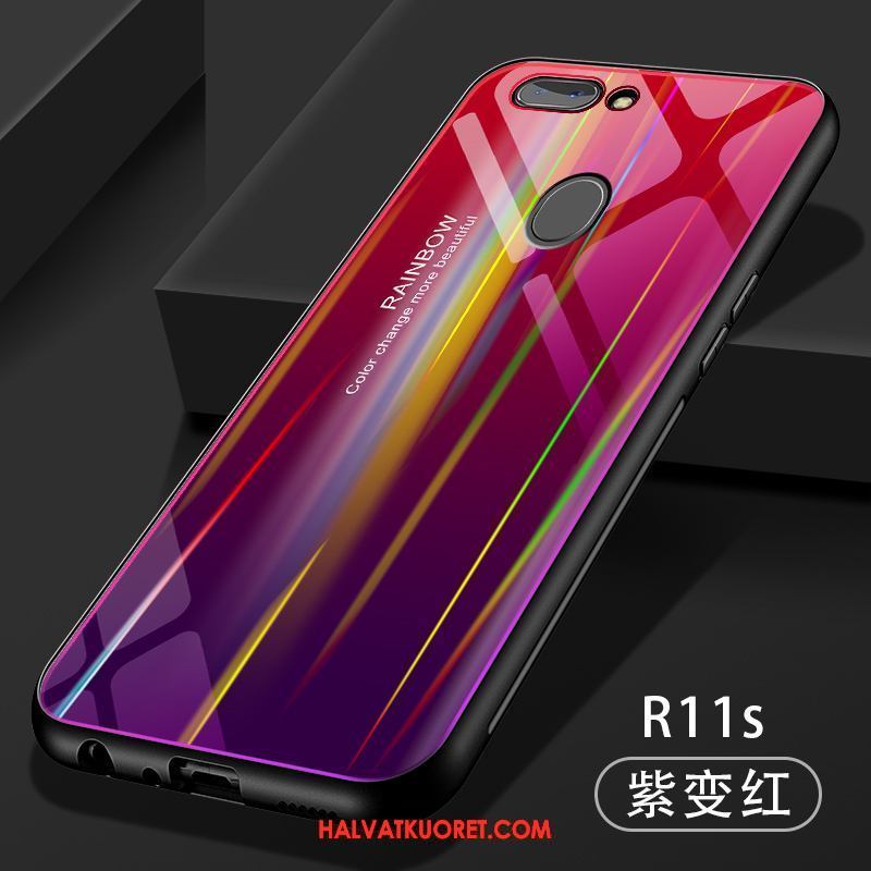 Oppo R11s Kuoret Lasi Murtumaton Pehmeä Neste, Oppo R11s Kuori Punainen Peili