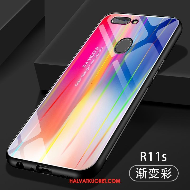 Oppo R11s Kuoret Lasi Murtumaton Pehmeä Neste, Oppo R11s Kuori Punainen Peili