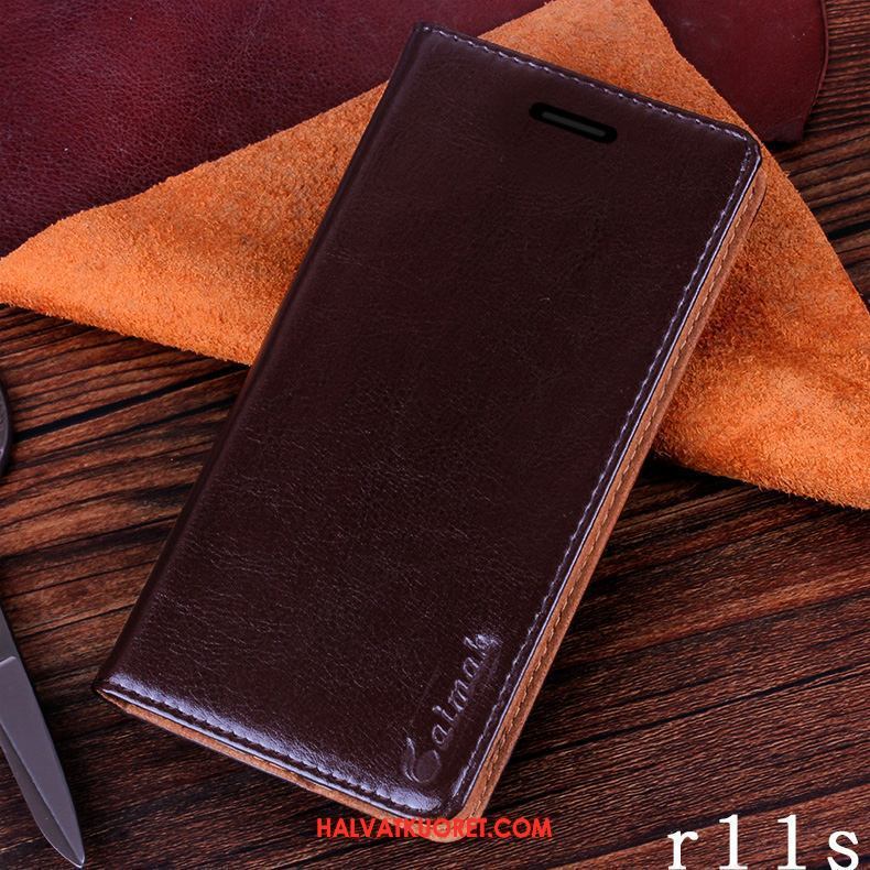 Oppo R11s Kuoret Liiketoiminta Suojaus Murtumaton, Oppo R11s Kuori Sininen Nahkakotelo