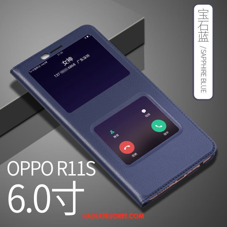 Oppo R11s Kuoret Nahkakotelo Kulta, Oppo R11s Kuori Suojaus Puhelimen