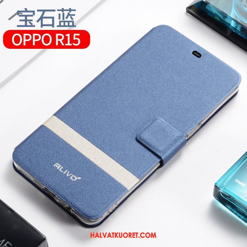 Oppo R15 Kuoret Suojaus Silikoni Sininen, Oppo R15 Kuori Nahkakotelo