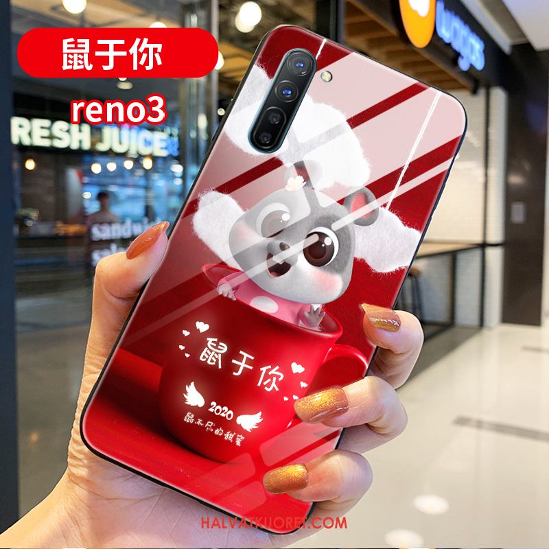 Oppo Reno 3 Kuoret Punainen Lasi Puhelimen, Oppo Reno 3 Kuori Ohut Ihana