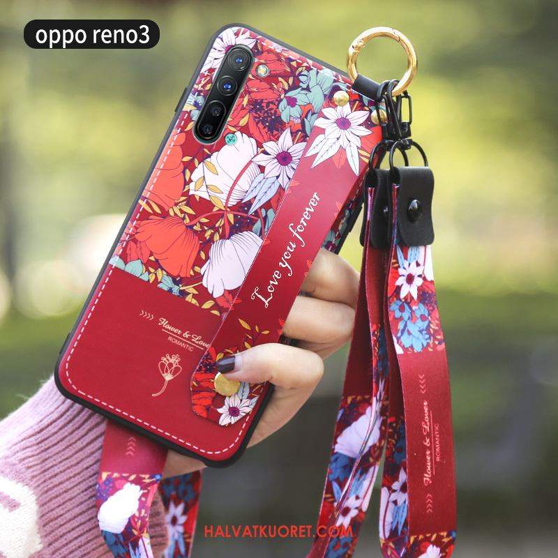 Oppo Reno 3 Kuoret Punainen Murtumaton, Oppo Reno 3 Kuori Silikoni Pehmeä Neste