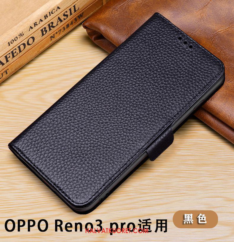 Oppo Reno 3 Pro Kuoret Suojaus Lehmä Murtumaton, Oppo Reno 3 Pro Kuori Nahkakotelo Braun