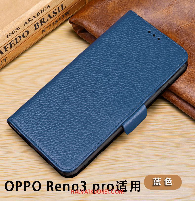 Oppo Reno 3 Pro Kuoret Suojaus Lehmä Murtumaton, Oppo Reno 3 Pro Kuori Nahkakotelo Braun