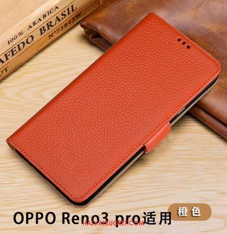 Oppo Reno 3 Pro Kuoret Suojaus Lehmä Murtumaton, Oppo Reno 3 Pro Kuori Nahkakotelo Braun