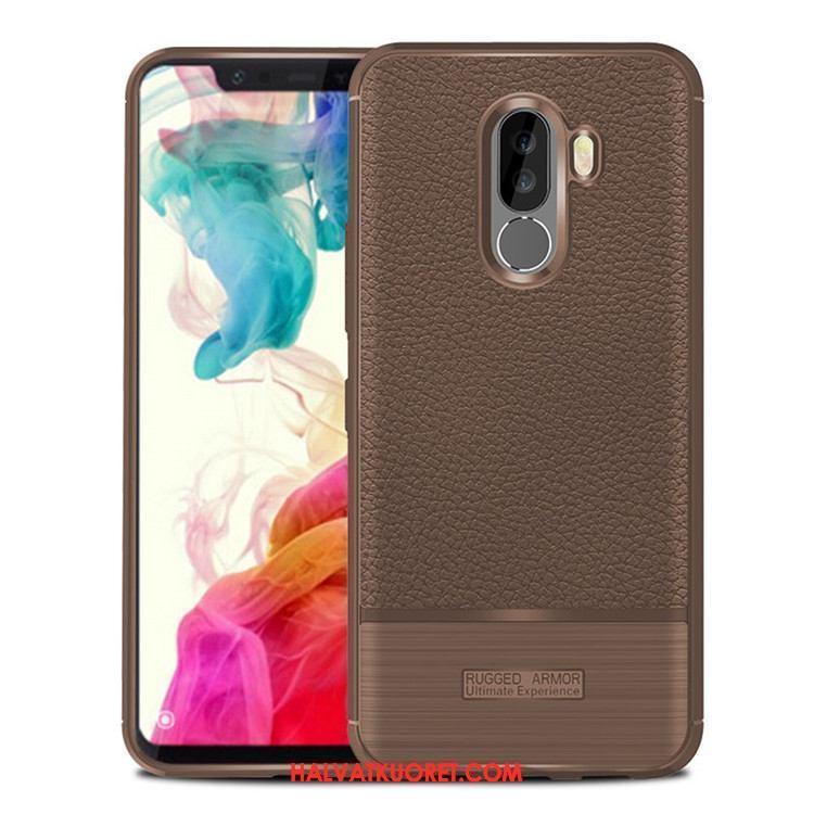 Pocophone F1 Kuoret Pieni Kukkakuvio Nahka, Pocophone F1 Kuori Litsi Suojaus Beige