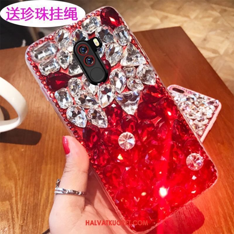 Pocophone F1 Kuoret Tyylikäs Strassi Suojaus, Pocophone F1 Kuori Net Red Ylellisyys Beige