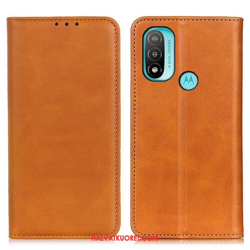 Puhelinkuoret Moto E40 / E30 / E20 Kotelot Flip Elegance Haljattu Nahka