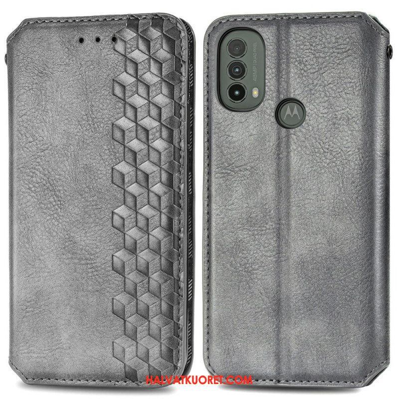 Puhelinkuoret Moto E40 / E30 / E20 Kotelot Flip Nahkaefekti Diamond Texture