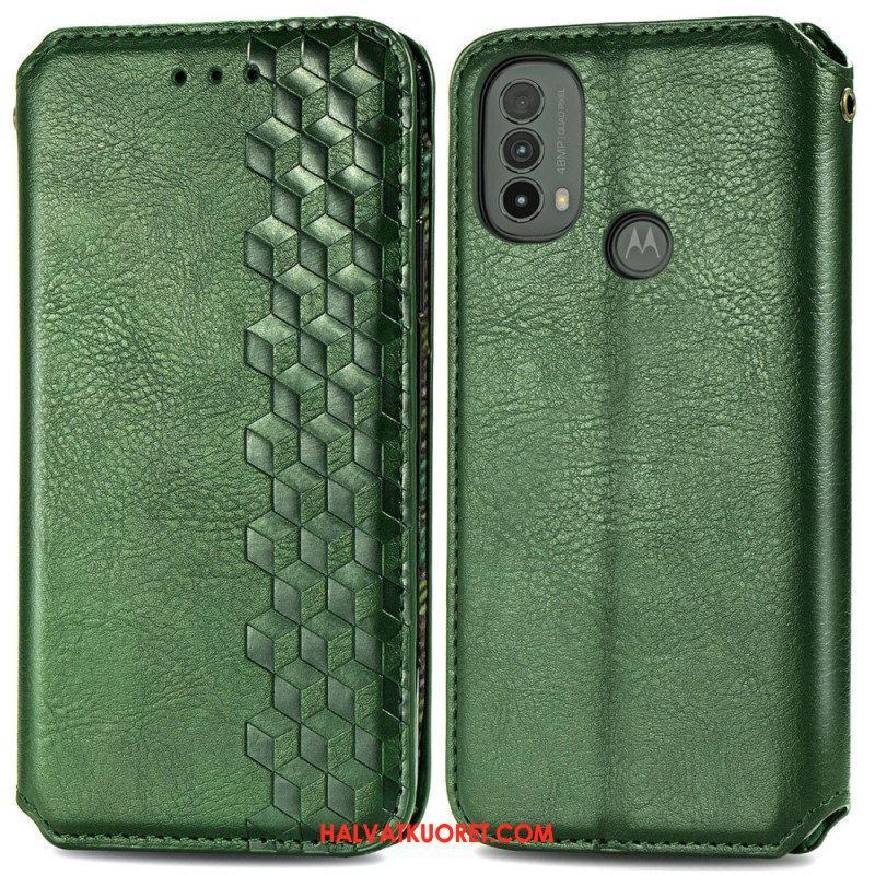 Puhelinkuoret Moto E40 / E30 / E20 Kotelot Flip Nahkaefekti Diamond Texture