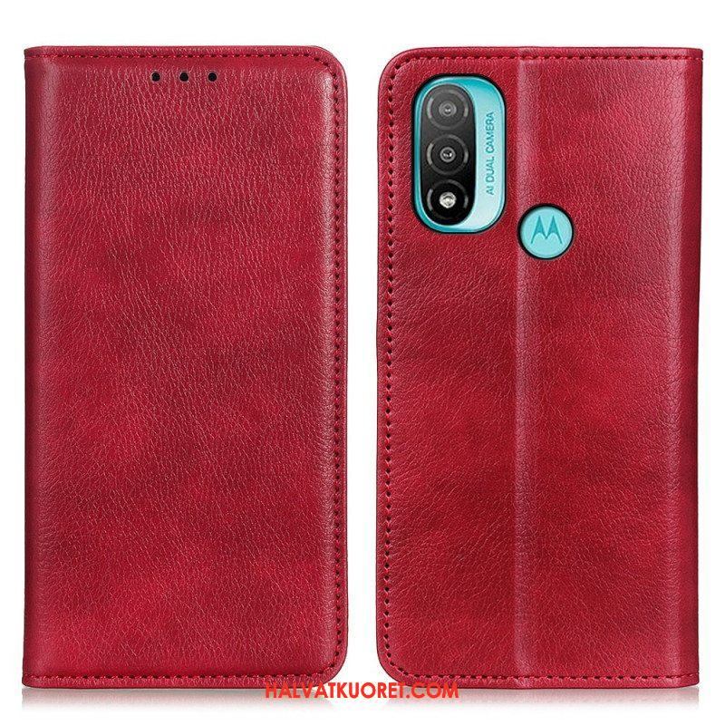Puhelinkuoret Moto E40 / E30 / E20 Kotelot Flip Teksturoitu Haljattu Nahka