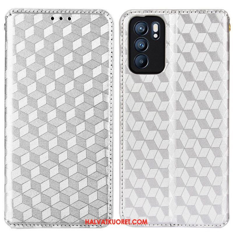 Puhelinkuoret Oppo Reno 6 5G Kotelot Flip 3d Diamond Leather Effect