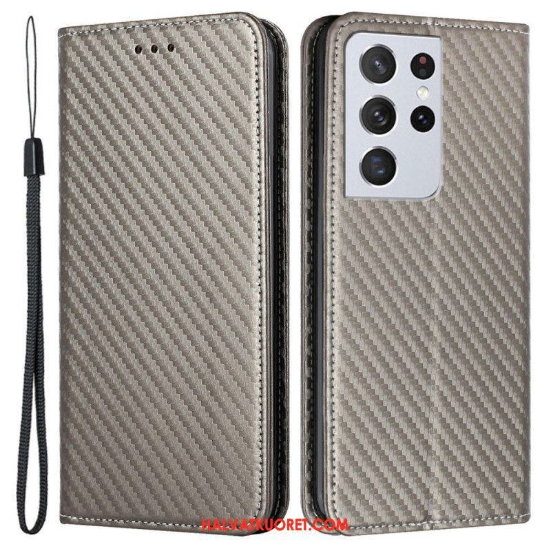 Puhelinkuoret Samsung Galaxy S21 Ultra 5G Suojaketju Kuori Kotelot Flip Hiilikuituhihna