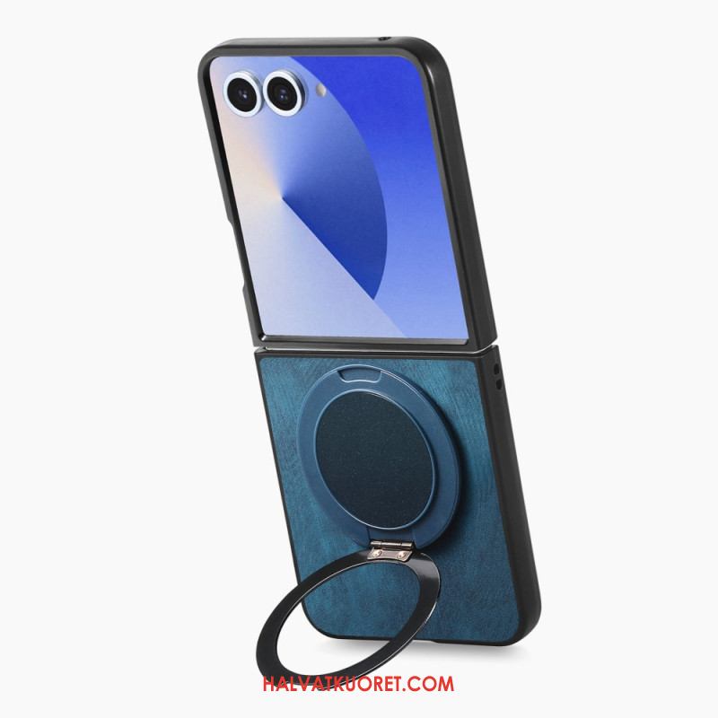 Puhelinkuoret Samsung Galaxy Z Flip 7 Nahkaefekti Pyörivällä Jalustalla