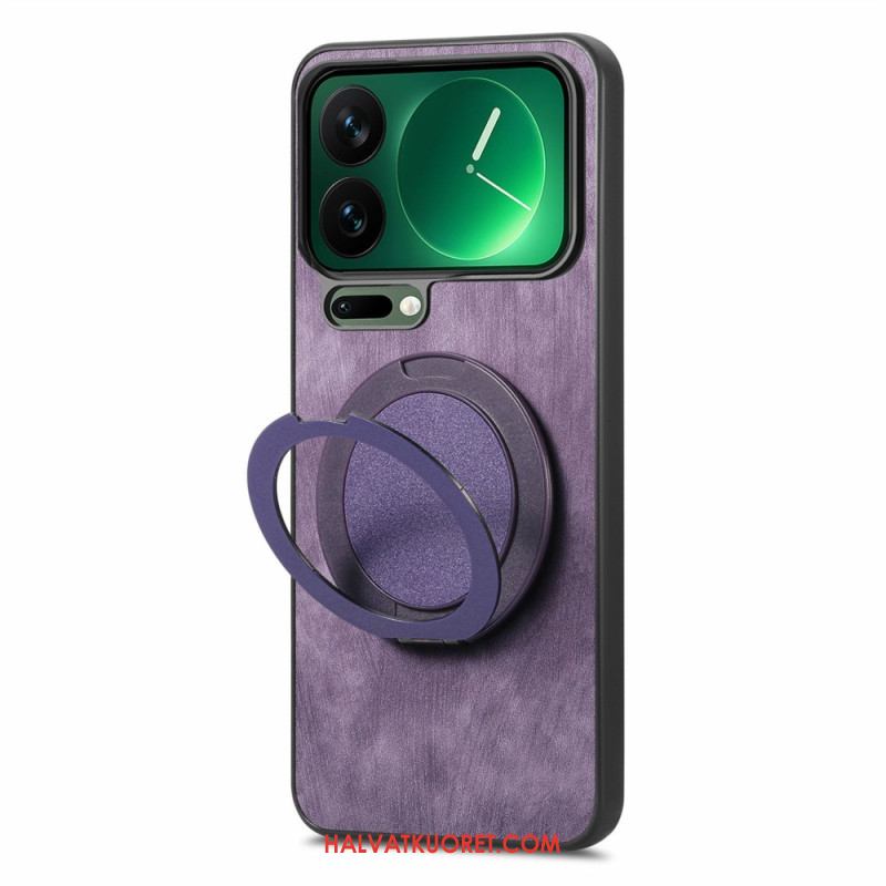 Puhelinkuoret Xiaomi 17 Pro Max Pyörivä Jalusta Ja Retrokuvioinen Nahkakuvio