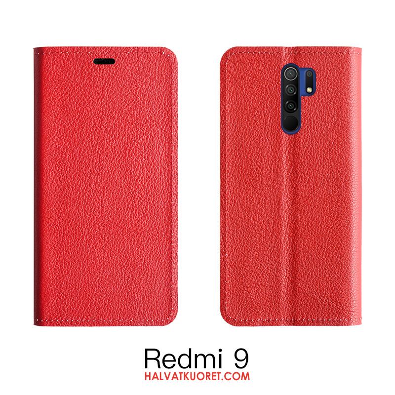 Redmi 9 Kuoret Murtumaton Suojaus, Redmi 9 Kuori All Inclusive Nahkakotelo Beige