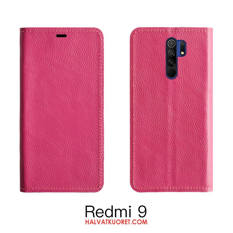 Redmi 9 Kuoret Murtumaton Suojaus, Redmi 9 Kuori All Inclusive Nahkakotelo Beige