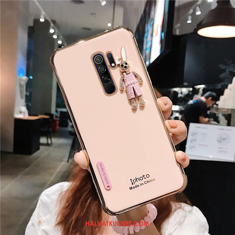 Redmi 9 Kuoret Silikoni Rhinestone Inlay Persoonallisuus, Redmi 9 Kuori Kotelo Pinnoitus Beige