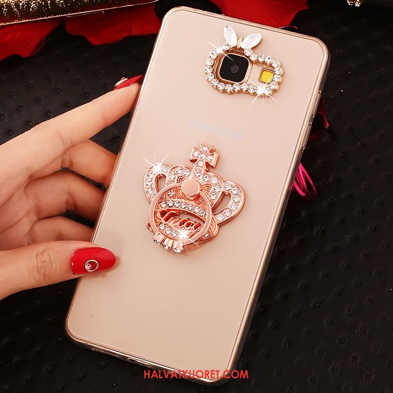 Samsung Galaxy A3 2016 Kuoret Kotelo Pinkki Kulta, Samsung Galaxy A3 2016 Kuori Rhinestone Inlay Läpinäkyvä