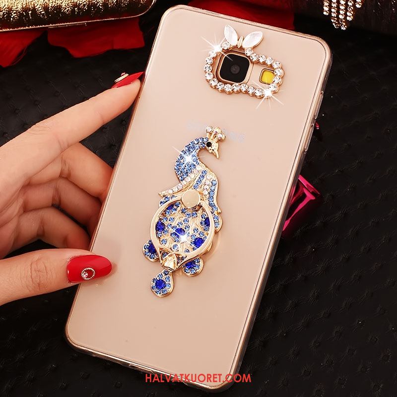 Samsung Galaxy A3 2016 Kuoret Kotelo Pinkki Kulta, Samsung Galaxy A3 2016 Kuori Rhinestone Inlay Läpinäkyvä