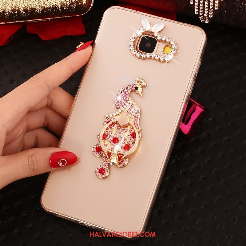 Samsung Galaxy A3 2016 Kuoret Kotelo Pinkki Kulta, Samsung Galaxy A3 2016 Kuori Rhinestone Inlay Läpinäkyvä