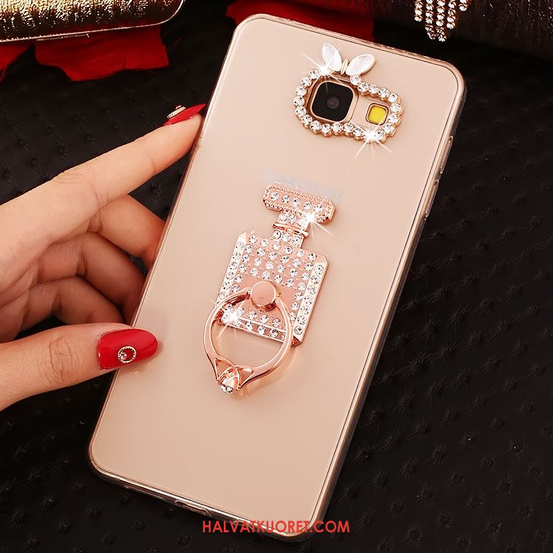 Samsung Galaxy A3 2016 Kuoret Kotelo Pinkki Kulta, Samsung Galaxy A3 2016 Kuori Rhinestone Inlay Läpinäkyvä