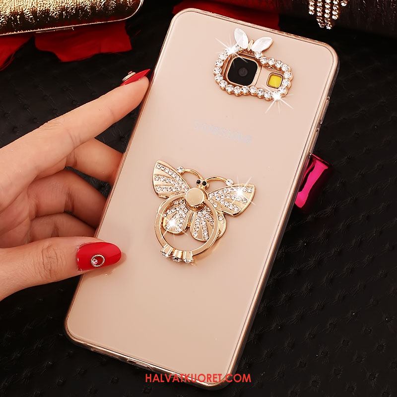 Samsung Galaxy A3 2016 Kuoret Kotelo Pinkki Kulta, Samsung Galaxy A3 2016 Kuori Rhinestone Inlay Läpinäkyvä