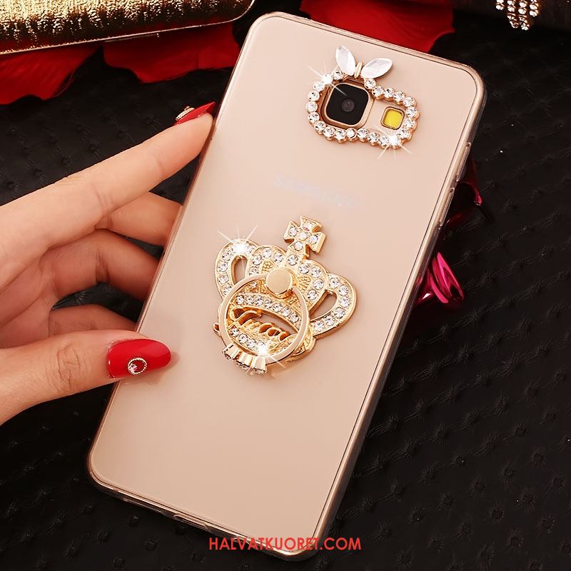 Samsung Galaxy A3 2016 Kuoret Kotelo Pinkki Kulta, Samsung Galaxy A3 2016 Kuori Rhinestone Inlay Läpinäkyvä