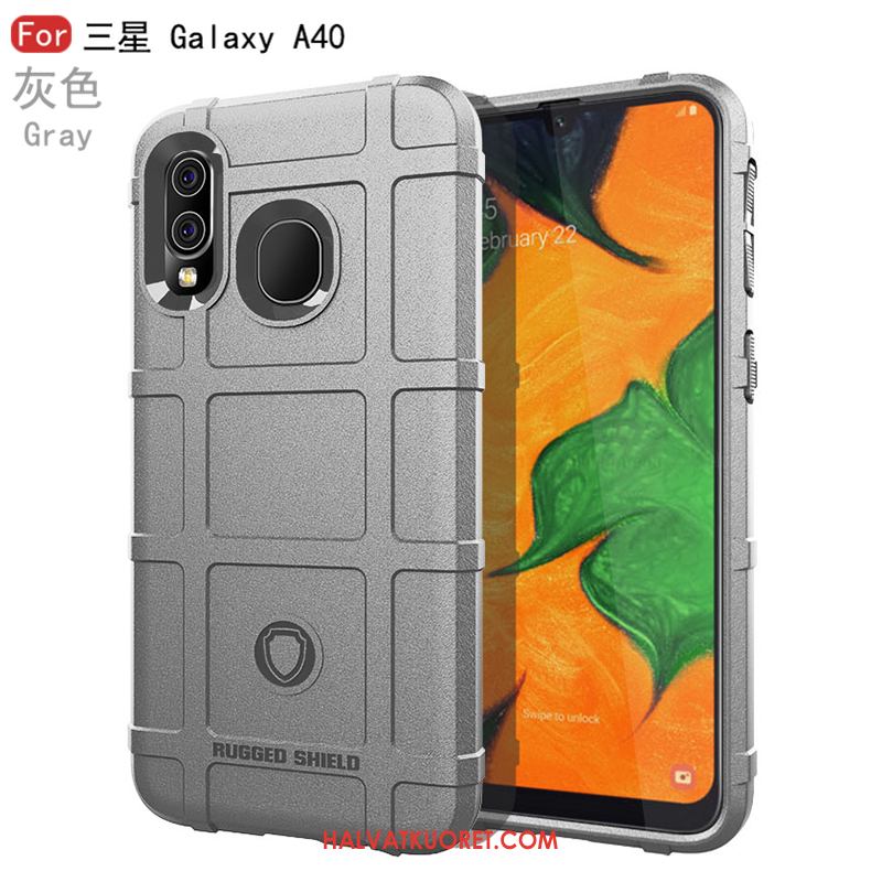 Samsung Galaxy A40 Kuoret All Inclusive Silikoni Musta, Samsung Galaxy A40 Kuori Tähti Pehmeä Neste