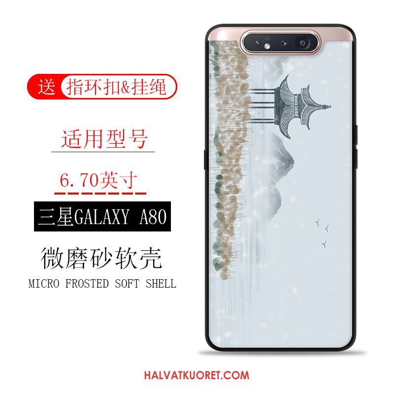 Samsung Galaxy A80 Kuoret Vuosikerta Kotelo Tuuli, Samsung Galaxy A80 Kuori Pesty Suede Sininen