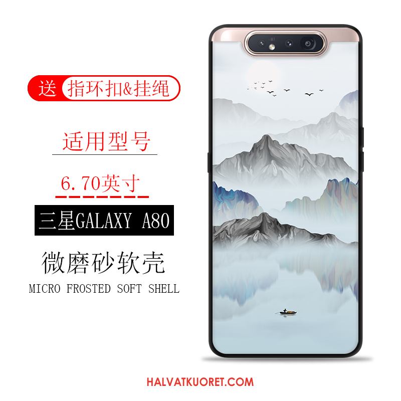 Samsung Galaxy A80 Kuoret Vuosikerta Kotelo Tuuli, Samsung Galaxy A80 Kuori Pesty Suede Sininen