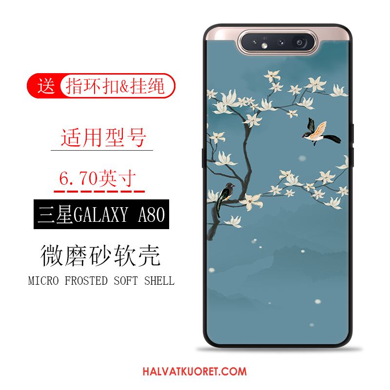 Samsung Galaxy A80 Kuoret Vuosikerta Kotelo Tuuli, Samsung Galaxy A80 Kuori Pesty Suede Sininen