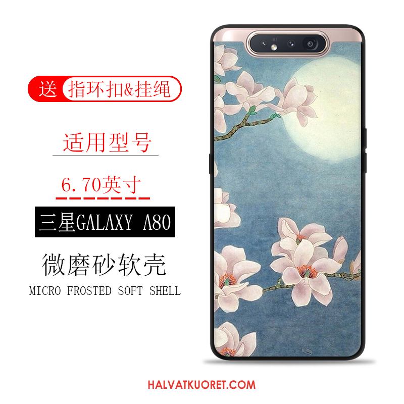 Samsung Galaxy A80 Kuoret Vuosikerta Kotelo Tuuli, Samsung Galaxy A80 Kuori Pesty Suede Sininen