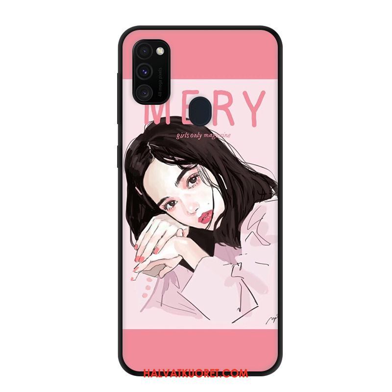 Samsung Galaxy M30s Kuoret Net Red Pesty Suede Jauhe, Samsung Galaxy M30s Kuori Suojaus