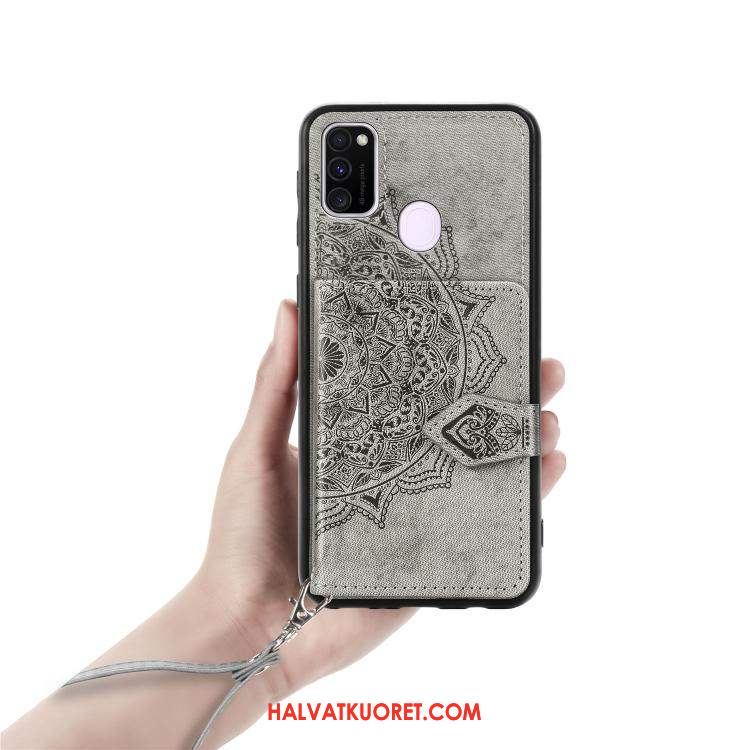 Samsung Galaxy M30s Kuoret Punainen Suojaus Kotelo, Samsung Galaxy M30s Kuori Kukkakuvio Murtumaton