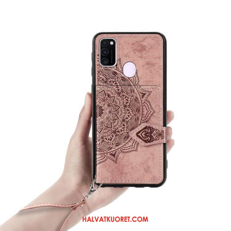 Samsung Galaxy M30s Kuoret Punainen Suojaus Kotelo, Samsung Galaxy M30s Kuori Kukkakuvio Murtumaton